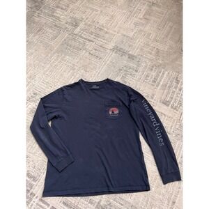 Vineyard Vines Men's Navy Long Sleeve Pocket T-Shirt Sailboat Lighthouse